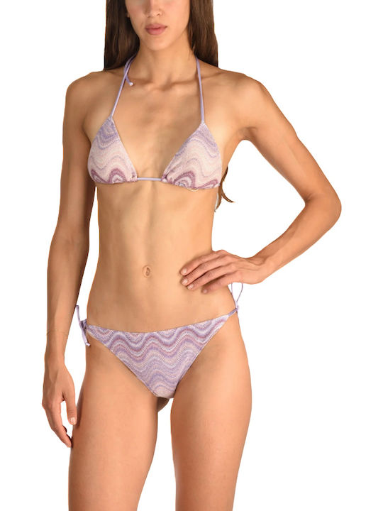 Virgo Bikinihosen Slip mit Schnürung Weiß- Lila- Rosa