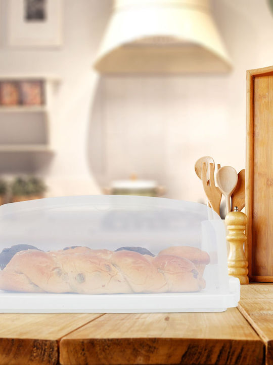 Relaxdays Plastic Cake Stand with Lid White 15.5x27.5x37.5cm