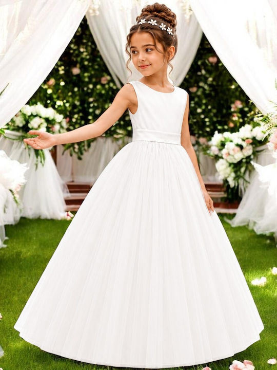 Kinderkleid Ärmellos Für Blumenmädchen Weiß