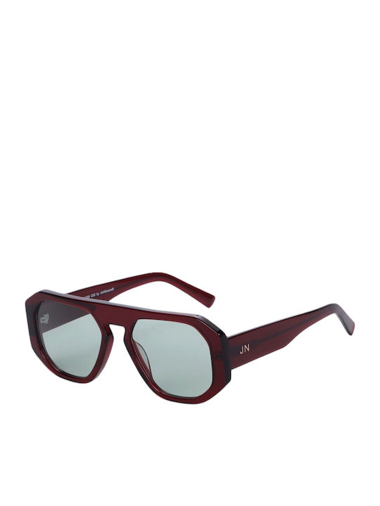 JohNocera Unisex Γυαλιά Ηλίου με Μπορντό Κοκκάλινο Σκελετό και Πράσινο Φακό JN-mytho-c02