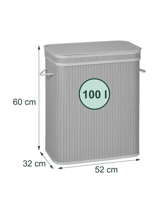 Relaxdays Coș de Rufe din Lemn cu Capac 60x52x32cm Gri