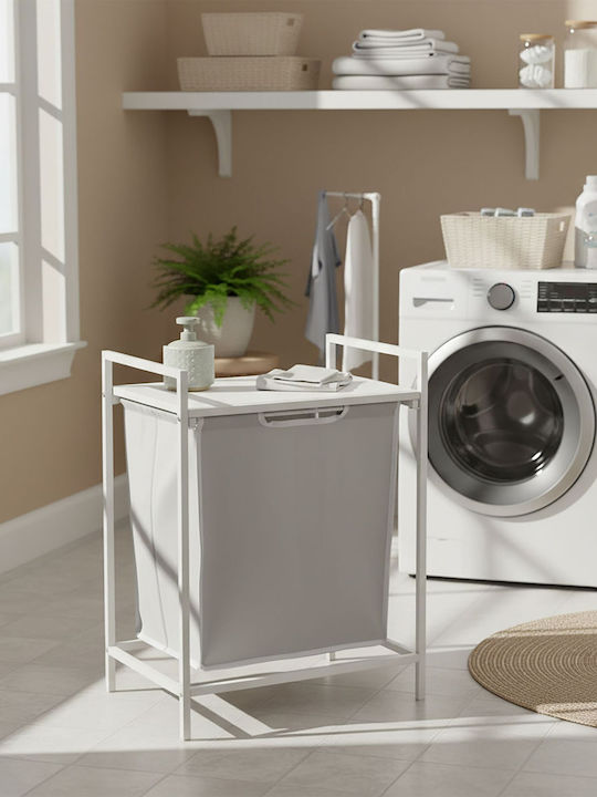 Relaxdays Wäschekorb Metallisch 65lt 72x50x33cm Weiß