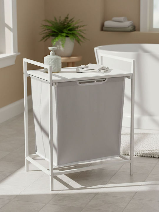 Relaxdays Wäschekorb Metallisch 65lt 72x50x33cm Weiß