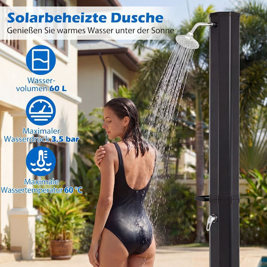 Costway Pool Shower Solar PVC 227.5x18x22 cm Black