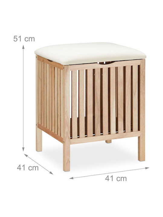 Relaxdays Laundry Basket Wooden 51x41x41cm Brown
