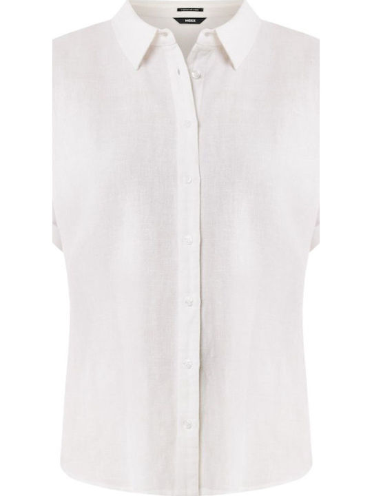 Short Sleeve Women's Linen Shirt White