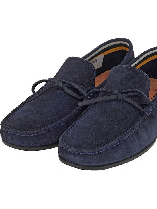 Mocasini Barbati Din Catifea In Culoare Albastru