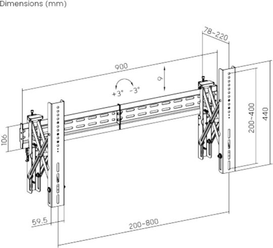 Brateck Βάση Τηλεόρασης Τοίχου έως 70" και 70kg
