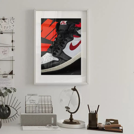 Poster Red N Black Jordan Sneakers Kds004a 40cm X 50cm Premium Μαύρο Ξύλινο Κάδρο