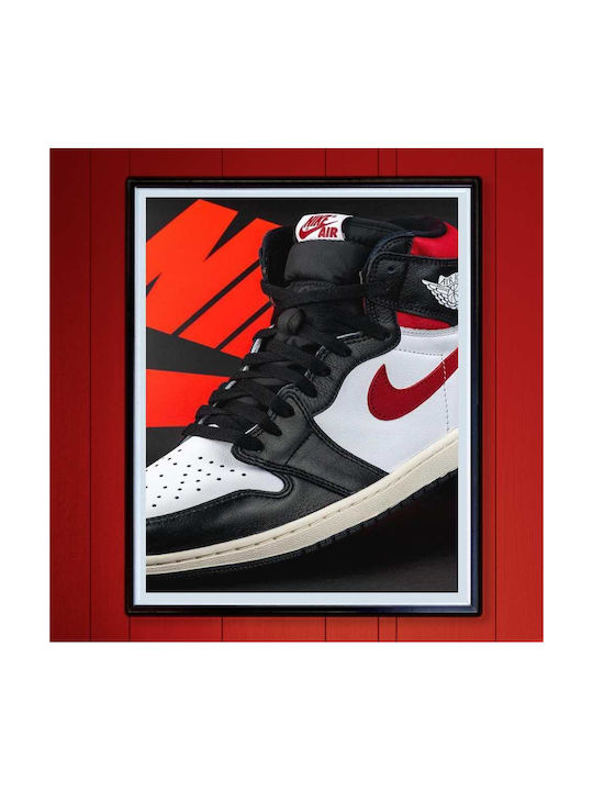 Poster Red N Black Jordan Sneakers Kds004a 40cm X 50cm Premium Μαύρο Ξύλινο Κάδρο