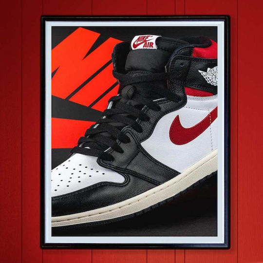Poster Red N Black Jordan Sneakers Kds004a 40cm X 50cm Premium Μαύρο Ξύλινο Κάδρο