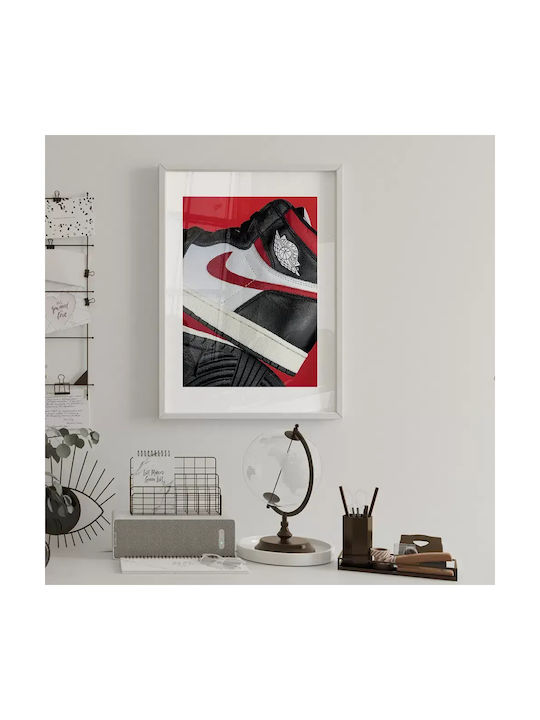 Poster Red N Black Jordan Sneakers Kds004b 40cm X 50cm Premium Black Wooden Frame