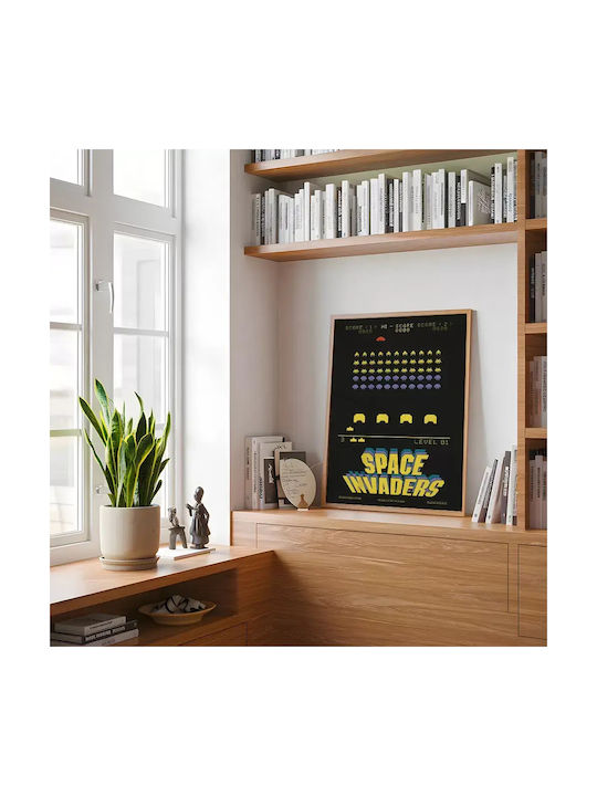 Gaming Poster Space Invaders Gm119 40cm X 50cm Premium Μαύρο Ξύλινο Κάδρο