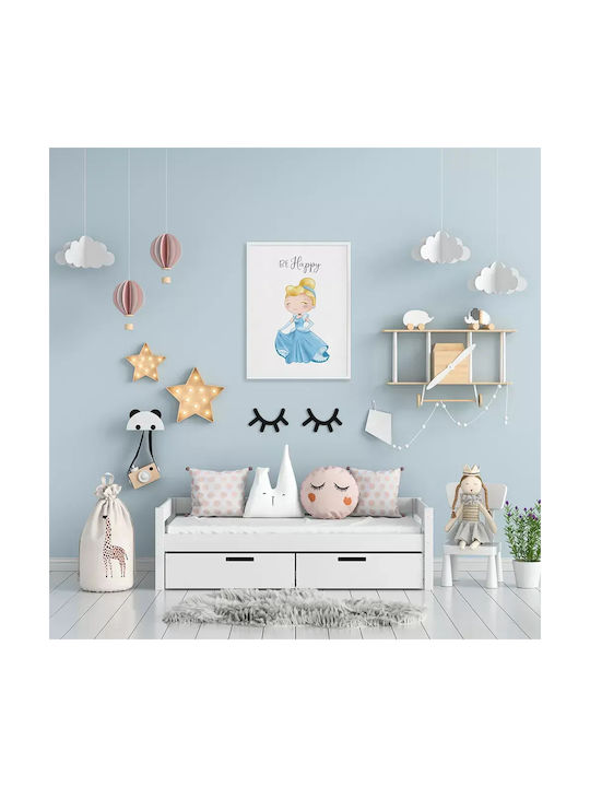 Kids Framed Cinderella Wall Art With Black Wooden Frame 40x50cm