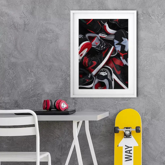 Poster Jordan Sneakers Kds012a 40cm X 50cm Premium Black Wooden Frame