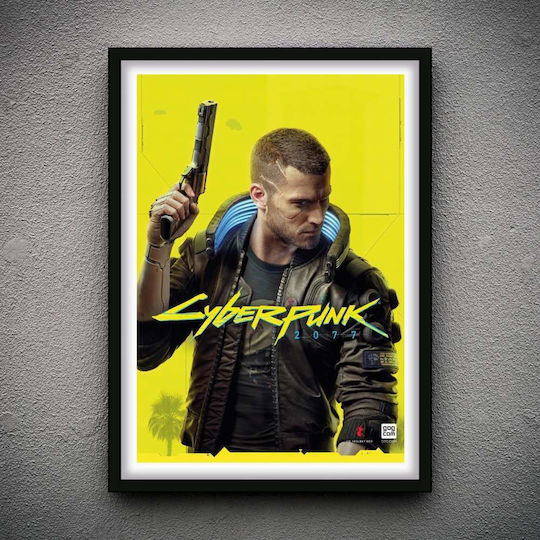 Gaming Poster Cyberpunk Gm2304 40cm X 50cm Premium Μαύρο Ξύλινο Κάδρο