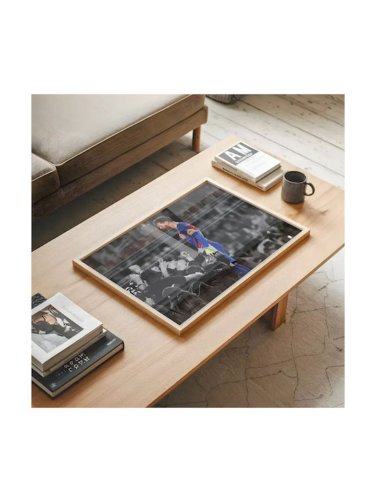 Poster Messi Barca Sc037 40cm X 50cm Premium Black Wooden Frame