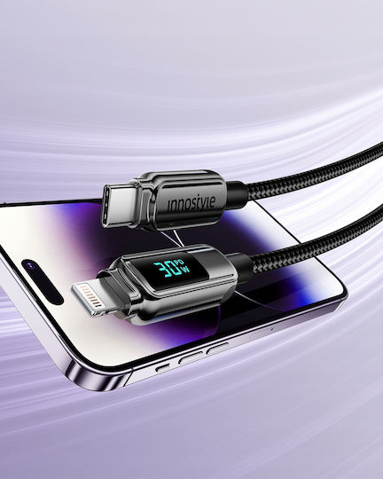 Innostyle USB-C to Lightning Cable 30W Μαύρο 1m DP-CL301BLK