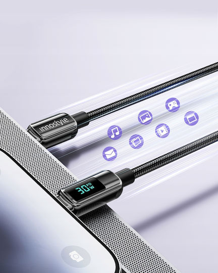 Innostyle USB-C to Lightning Cable 30W Μαύρο 1m DP-CL301BLK