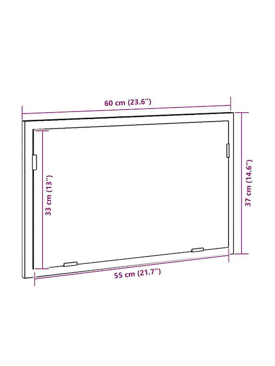 vidaXL Oglindă de Baie cu Lumini LED 60x37 cm Neagră