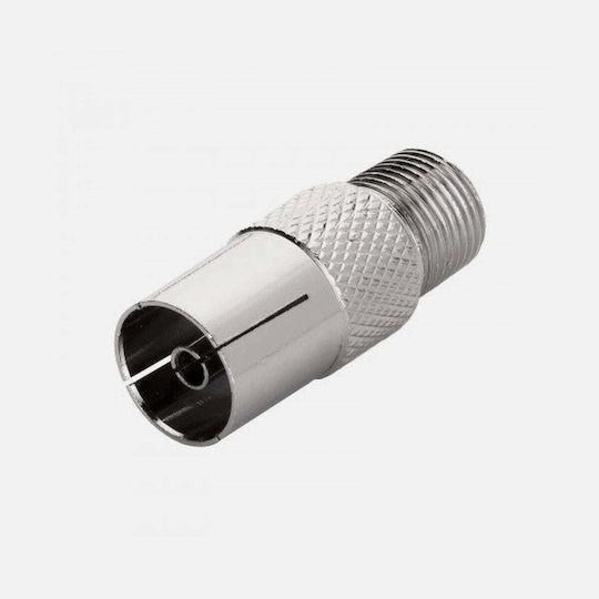 Econ E-006 Μετατροπέας F-Connector female σε Coaxial female Ασημί 1τμχ