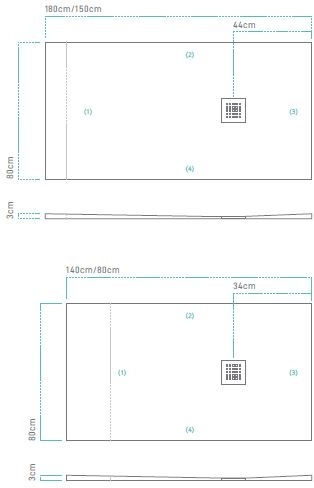 Sanitec Flat Stone Ντουζιέρα Τεχνητής Πέτρας 160x80cm Γκρι