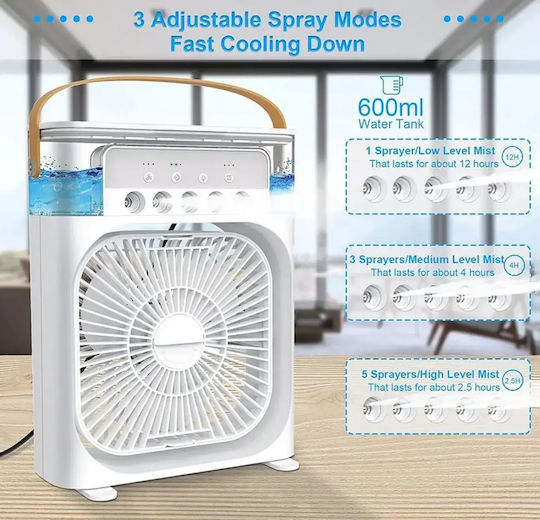 Spring SDS-21148 Ανεμιστηράκι USB με Νερό και Φωτισμό 5W Λευκό