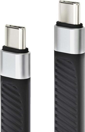 Techly USB 4 Video Cable USB-C male - USB-C 100W PD Μαύρο 0.124m ICOC-USBC-FL-U4