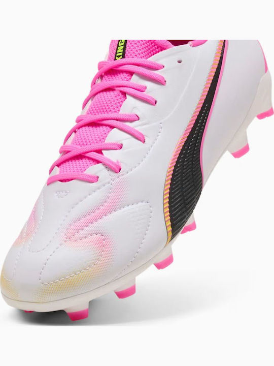 King 20 Match Jr FG/AG Kids Soccer Cleats with Molded Outsole White