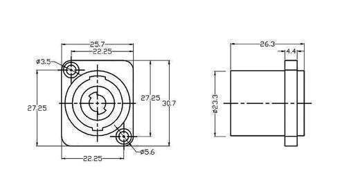 Gbc 29.1931.00 Βάση Θηλυκή Speakon 4-pin