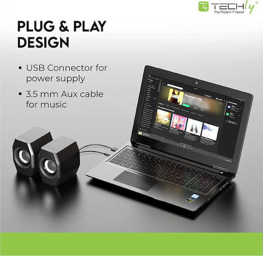 Techly SP-320STy Computerlautsprecher 2.0 mit Leistung 6W in Schwarz Farbe