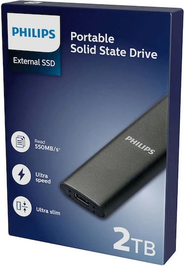 Philips Ultra Speed USB 2.0 Външен SSD 2000ГБ 1.8" Сив
