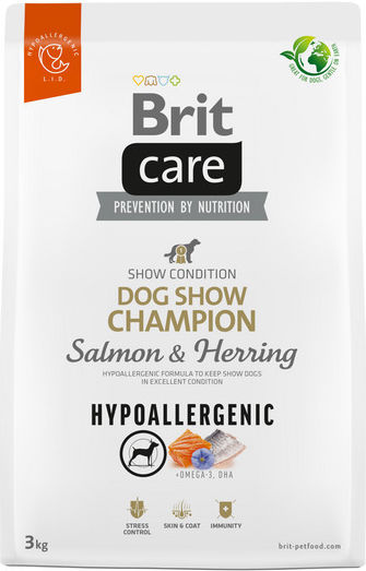 Brit Care Dog Show Champion 3kg Dry Food Grain-Free & Gluten-Free for Adult Dogs with Herring and Salmon
