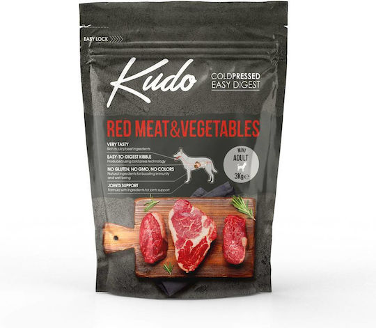 Kudo Red Meat & Vegetables 3kg Trockenfutter für erwachsene Hunde kleiner Rassen mit Rindfleisch