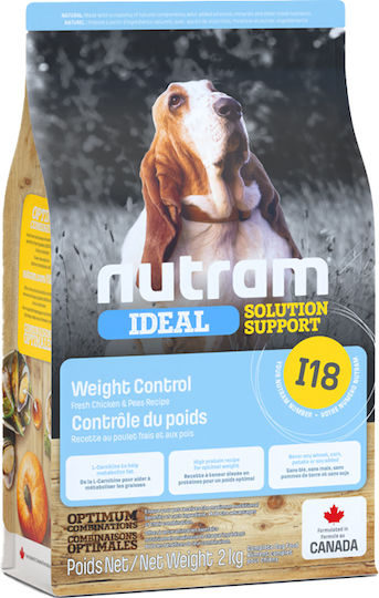 Nutram I18 Ideal Solution Support Weight Control 2kg Dry Food Diet for Adult Dogs with Brown rice and Chicken