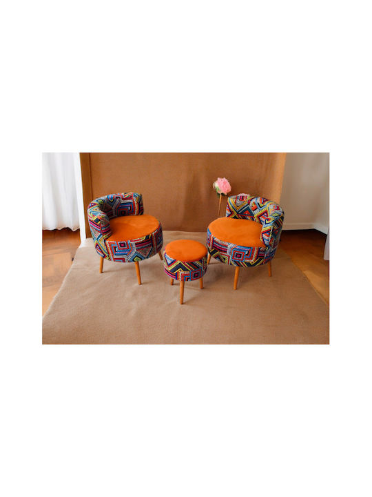 Wohnzimmermöbel-Set 2 Sessel & Hocker
