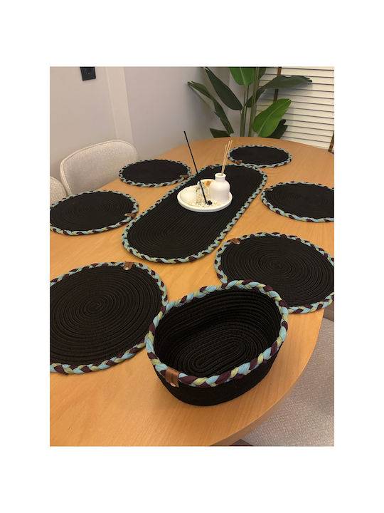 SteweHome Black Wicker Placemats 80x30cm 7 Pieces