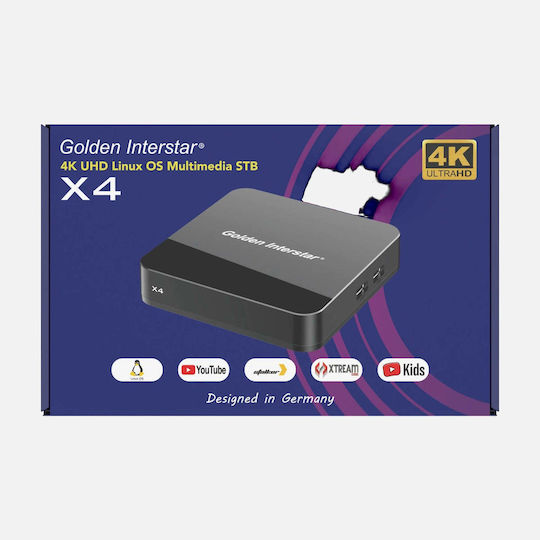 Golden Interstar TV Box Interstar X4 with WiFi USB 2.0 1GB RAM and 8GB Storage Space with Operating System Linux