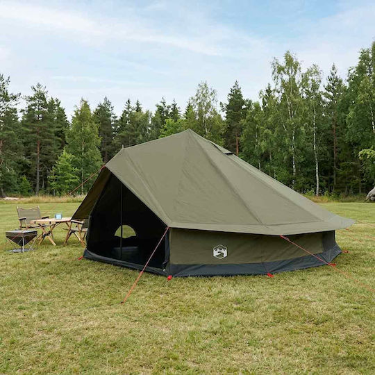 vidaXL Camping Tent Teepee Green 600x600x348cm