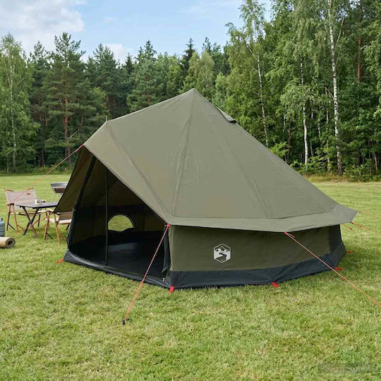 vidaXL Σκηνή Camping Teepee Πράσινη για 10 Άτομα 500x500x298εκ.
