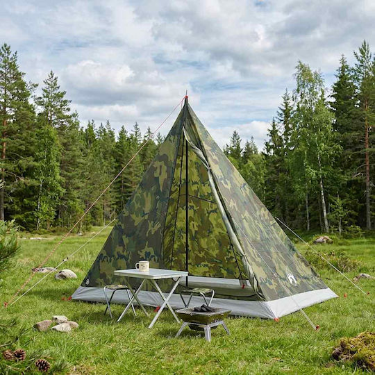 vidaXL Camping Tent Teepee Green 4 Seasons for 2 People 225x130x142cm
