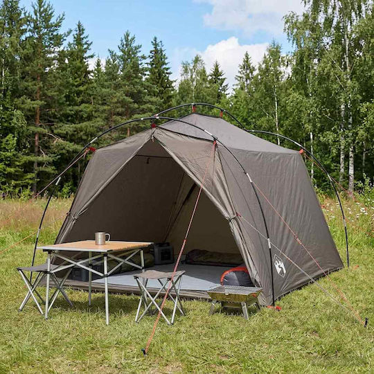 vidaXL Camping Tent Tunnel Brown 4 Seasons for 2 People 210x130x108cm