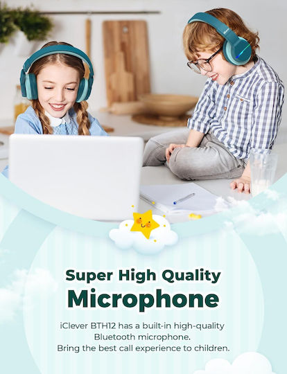 iClever BTH12 Căști Over Ear Wireless Bluetooth cu 40 de Ore Autonomie Verzi