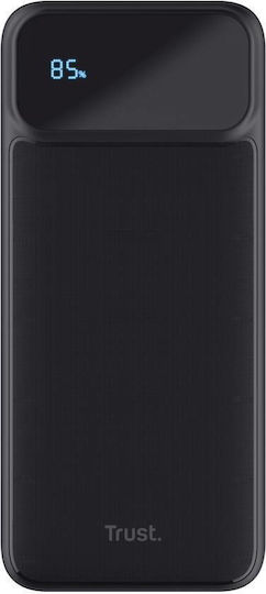Trust Baterie Externă 10000mAh 20W Cu 2 Porturi De Ieșire USB-A Și Port USB-C Power Delivery Încărcare Rapidă Neagră