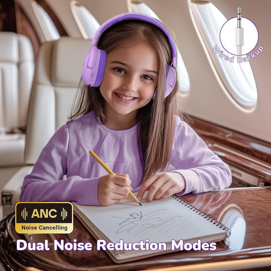 iClever BTH20 Căști Over Ear Wireless / Cu Fir cu 60 de Ore Autonomie și Încărcare Rapidă Violet