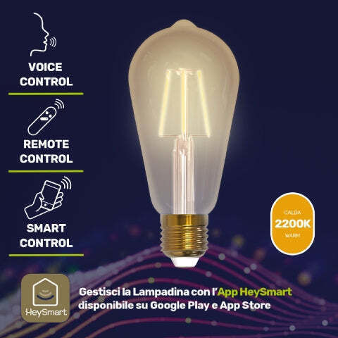 GBC Λάμπα LED 7W για Ντουί E27 και Σχήμα ST64 Θερμό Λευκό 600lm Dimmable