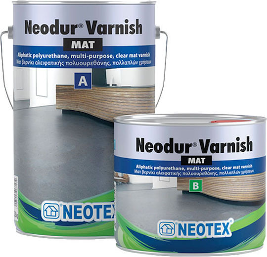 Neotex Neodur Βερνίκι Επιφάνειας Πολυουρεθάνης 2 Συστατικών Διαλύτου Άχρωμο Ματ 5.2lt 5.2kg