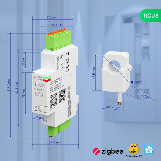 Nous Energy Analyzer for Electric Panel Analog Rail Three-phase Zigbee LAN Google Home Alexa Sonoff Tuya