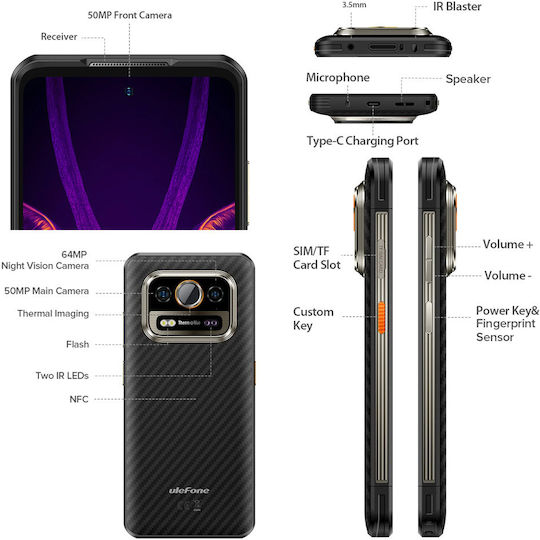 Ulefone Armor 25T Pro 5G Dual SIM (8/256GB) Rugged Smartphone Frost Black