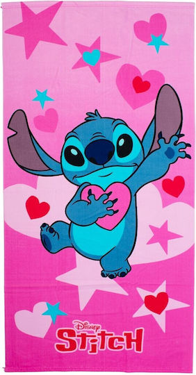 Πετσέτα Θαλάσσης Quick Dry Disney Home Lilo & Stitch 085 70x140 Baby Pink 100% Microfiber